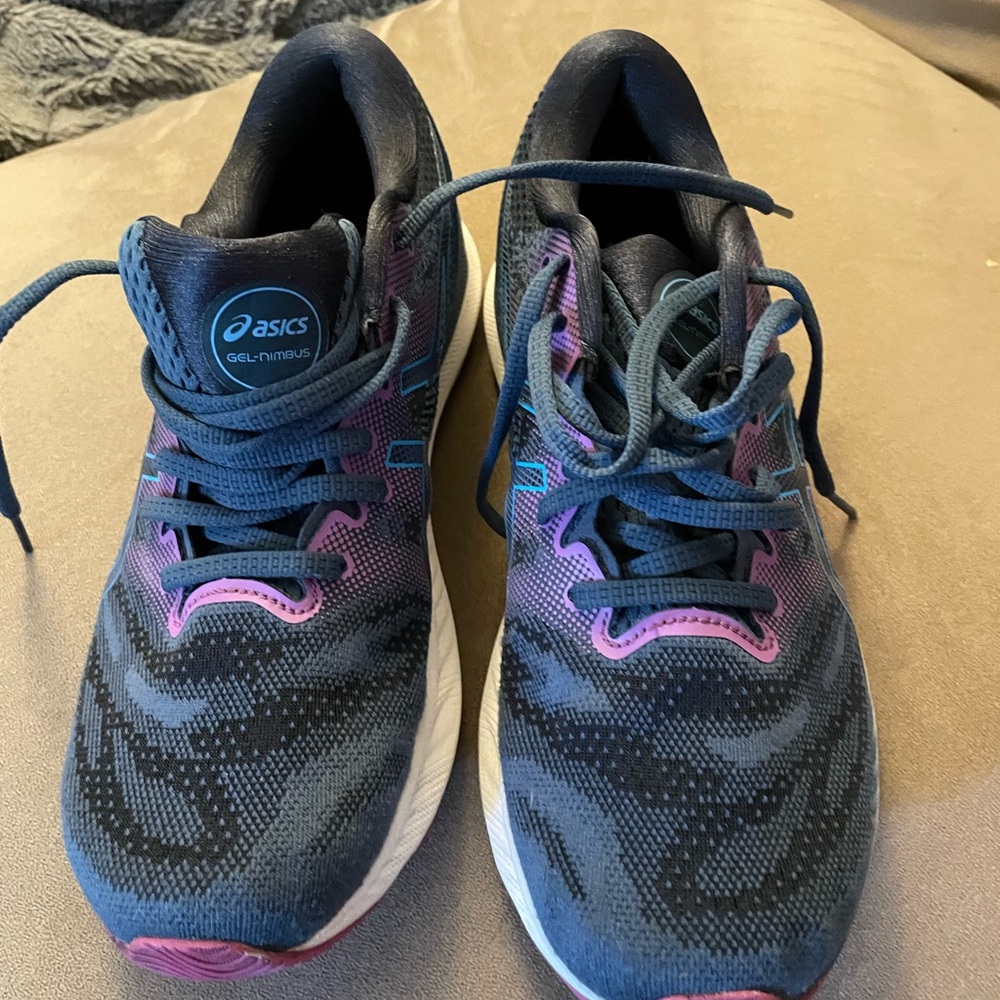 Asics Womens Gel Nimbus 23 1012A884 Blue Purple Running Shoes Size 10